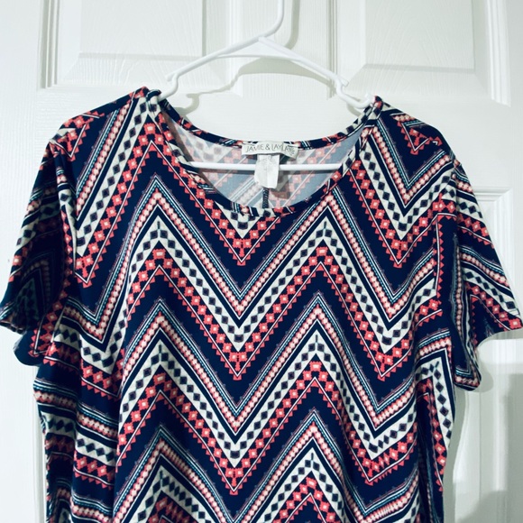 JAMIE & LAYLA Short Sleeves Round Neckline Geometric Print Midi Dress Sz L NWOT - Picture 3 of 10